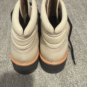 Marc Fisher Off-White Lace Up Boots